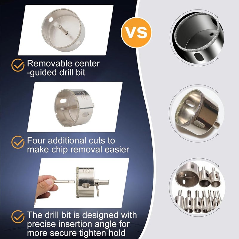 cenyb 6inch | 152mm Diamond Hole Saw with Center Drill bit and Diamond-Coated Center Drill bit for Ceramic Glass Marble Fiberglass Granite and Porcelain Tiles by - Image 4